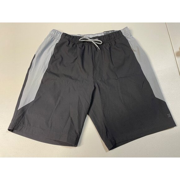 Xersion Mens Large Swim Shorts With Elastic Waistband & Drawstring Gray & Black - Picture 1 of 11